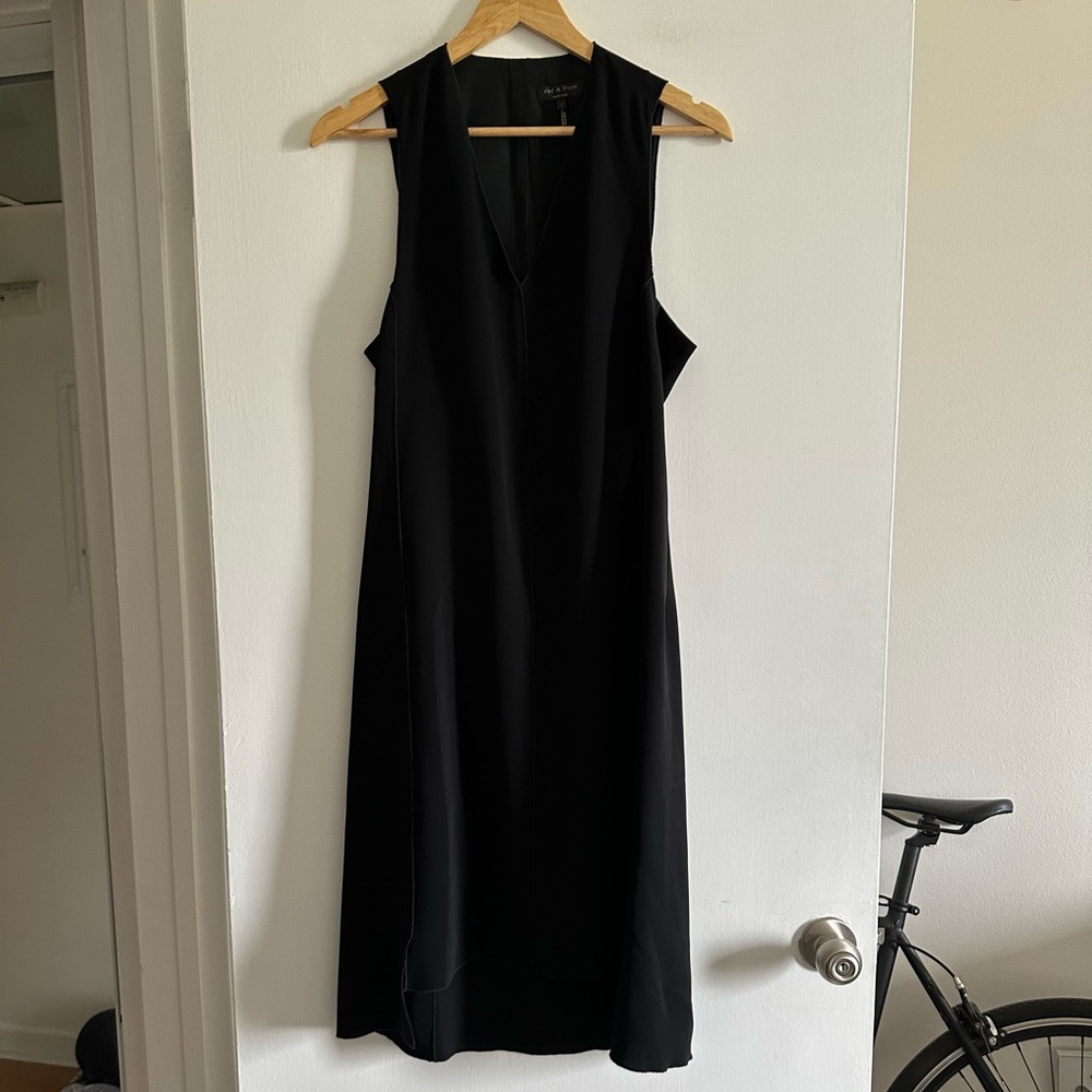 Rag & Bone Black Designer Silk Open Blend Fernanda Cocktail Dress size 8 EUC - Picture 2 of 8